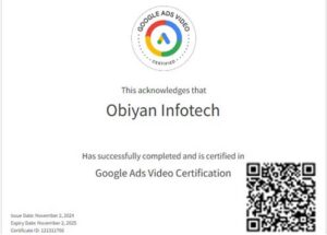 Google Ads Video Certification-Obiyan Infotech